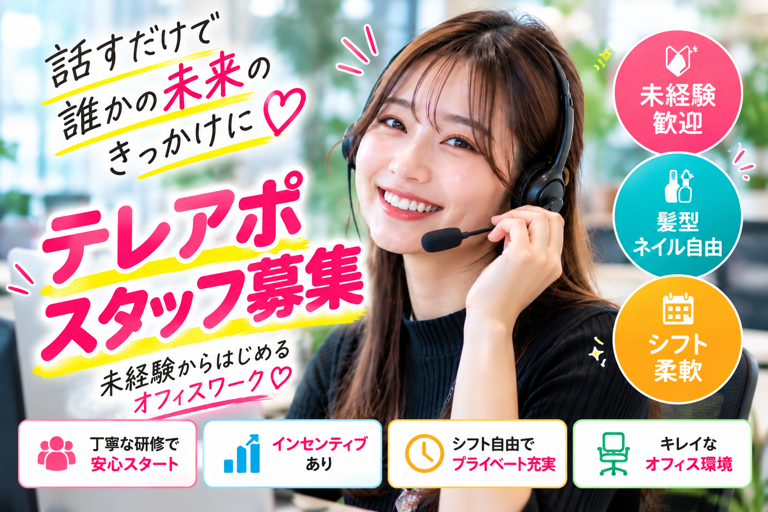 テレアポスタッフ募集 未経験からはじめるオフィスワーク